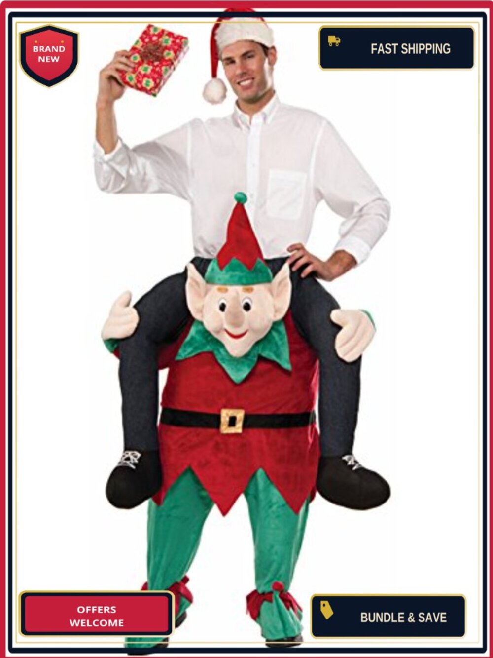 Adult Ride On Mascot Costume Christmas Santa Claus Shoulder Party Cosplay